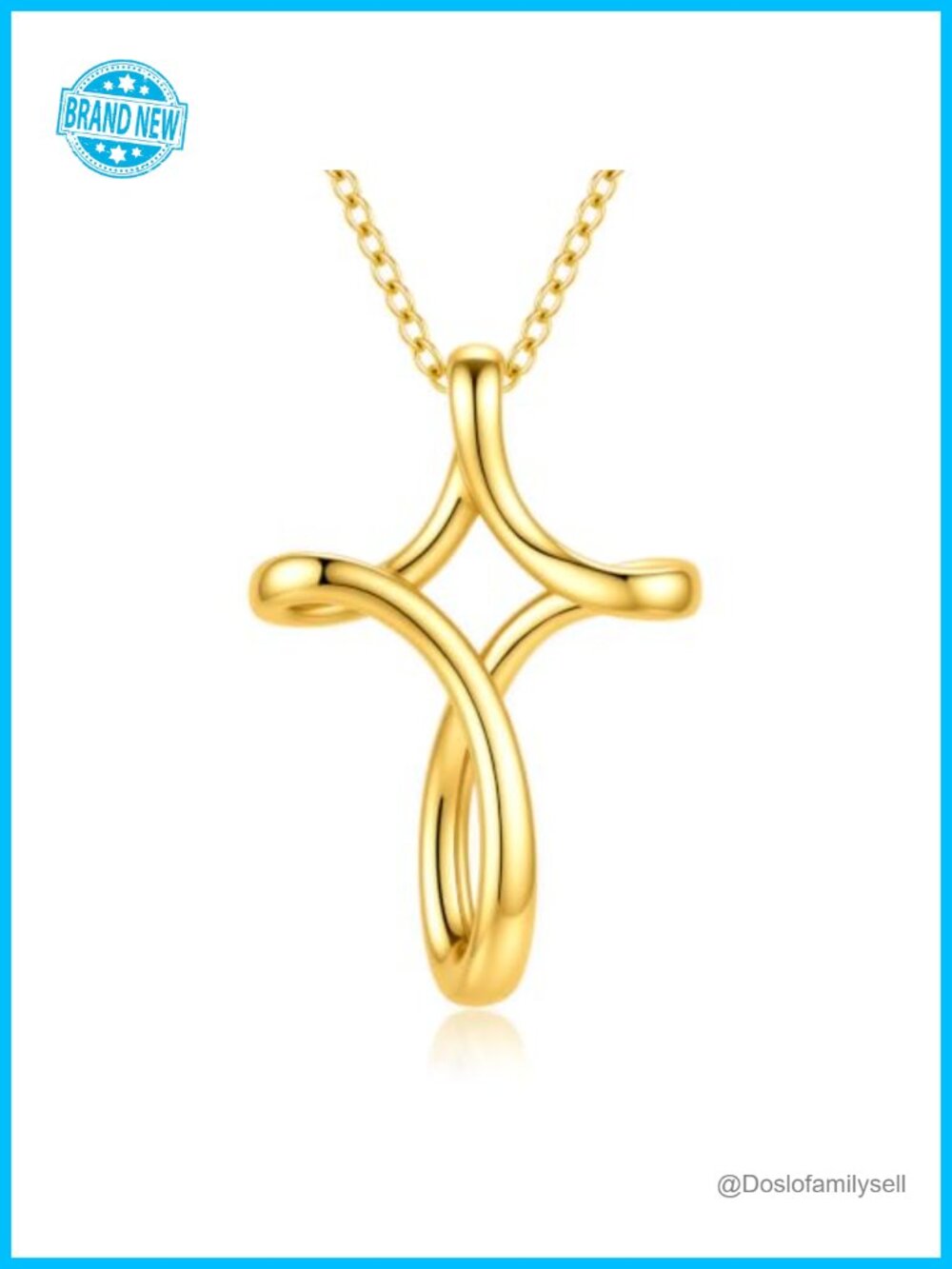 14K Gold Plated Cross Pendant Necklace for Women Hypoallergenic